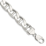 925 White Gold 13.5 mm Polished Chain Anklet, Solid shown for scale