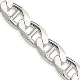 925 White Gold 13.5 mm Polished Chain Necklace, Solid detail view