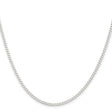 925 White Gold 2.3 mm Curb Chain Necklace, Polished