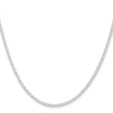 925 White Gold 2.3 mm Curb Chain Necklace, Polished