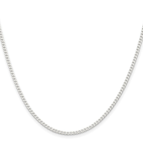 925 White Gold 2.3 mm Curb Chain Necklace, Polished