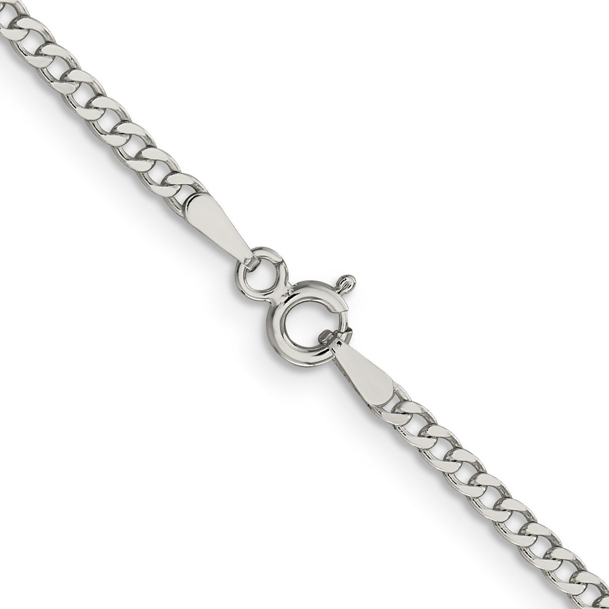 925 White Gold 2.3 mm Curb Chain Necklace, Polished alternate angle