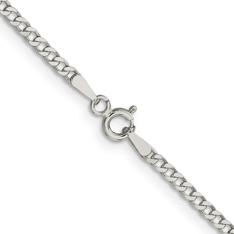 925 White Gold 2.3 mm Curb Chain Necklace, Polished alternate angle