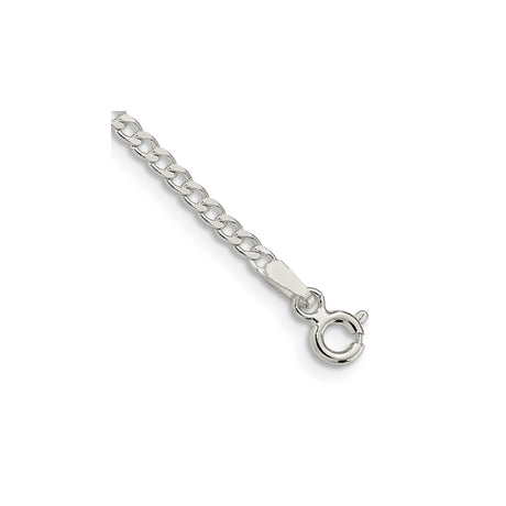 925 White Gold 2.3 mm Curb Chain Bracelet, Polished shown for scale