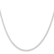 925 White Gold 2.3 mm Curb Chain Necklace, Polished