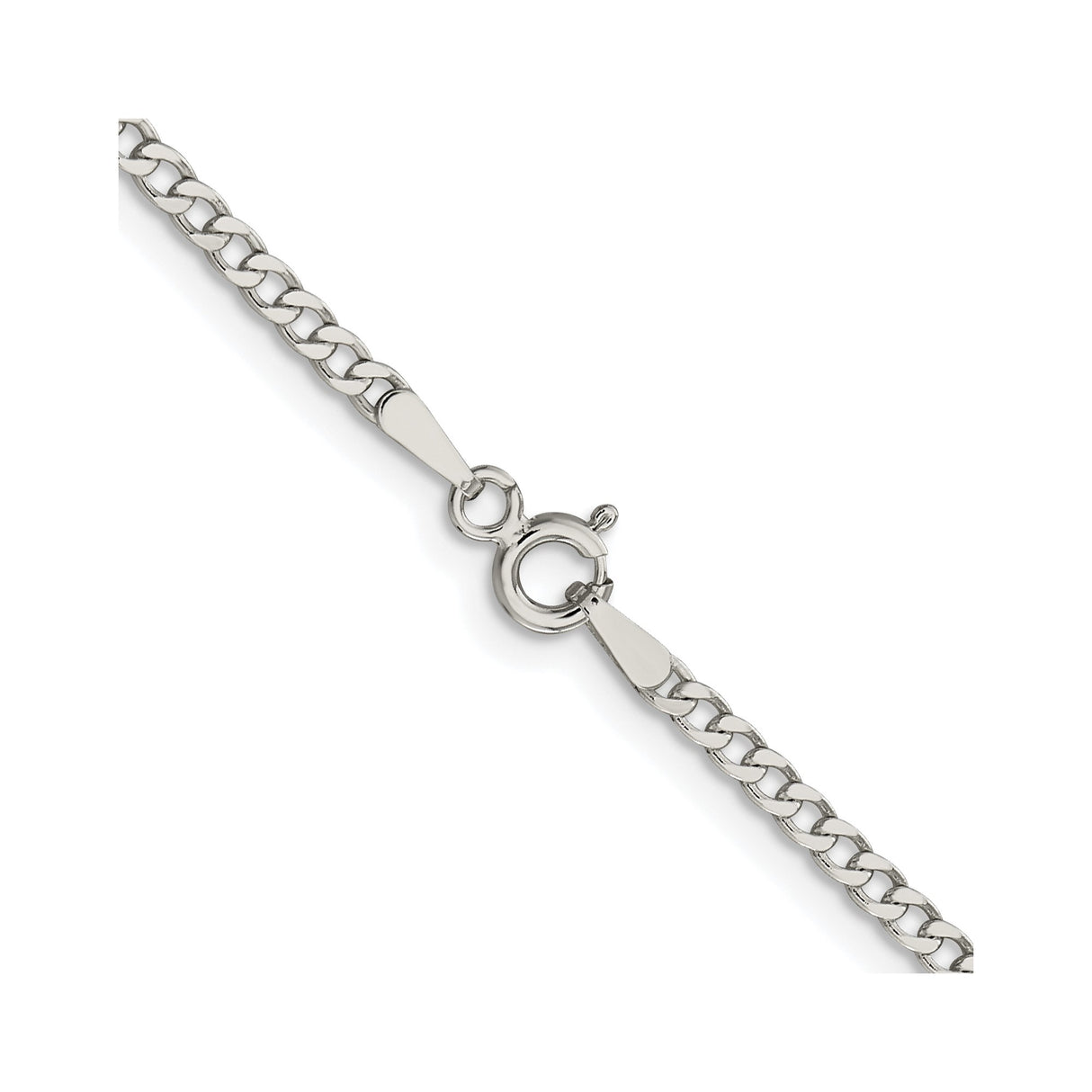 925 White Gold 2.3 mm Curb Chain Necklace, Polished alternate angle