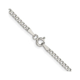 925 White Gold 2.3 mm Curb Chain Necklace, Polished alternate angle