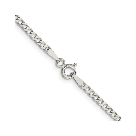 925 White Gold 2.3 mm Curb Chain Necklace, Polished alternate angle