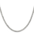 925 White Gold 3.2 mm Curb Chain Necklace, Polished