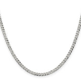 925 White Gold 3.2 mm Curb Chain Necklace, Polished