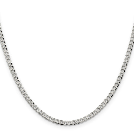 925 White Gold 3.2 mm Curb Chain Necklace, Polished