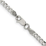 925 White Gold 3.2 mm Curb Chain Necklace, Polished alternate angle