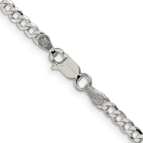 925 White Gold 3.2 mm Curb Chain Necklace, Polished alternate angle