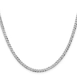 925 White Gold 3.2 mm Curb Chain Necklace, Polished