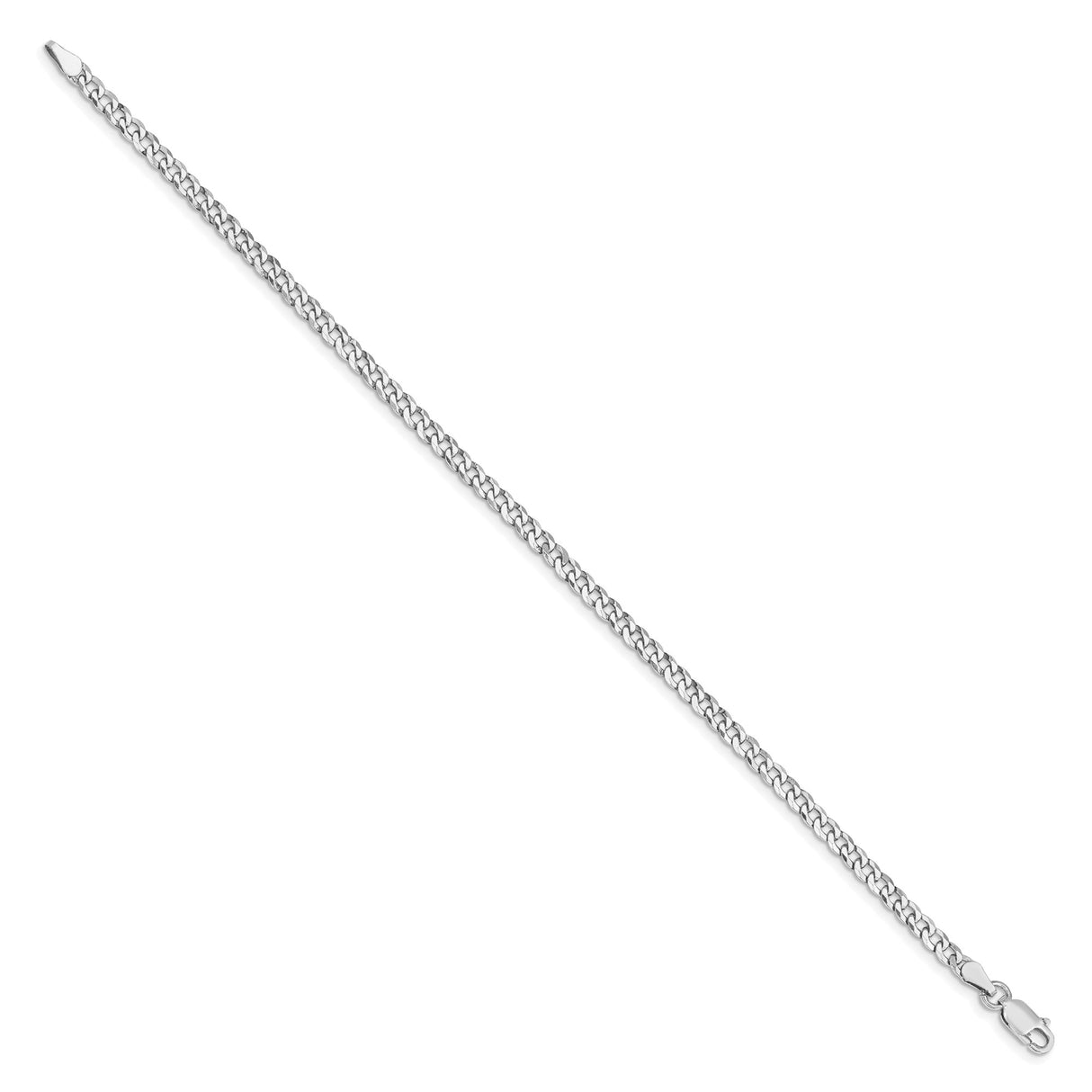 925 White Gold 3.2 mm Curb Chain Bracelet, Polished