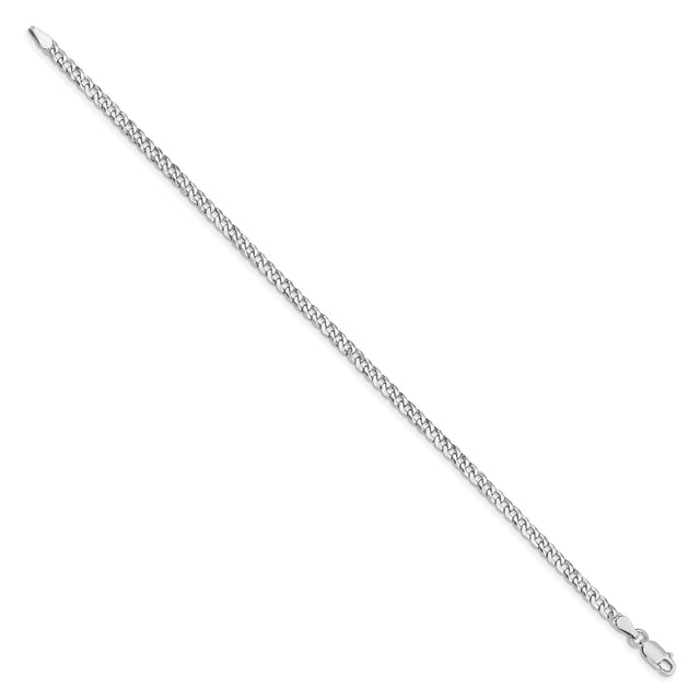 925 White Gold 3.2 mm Curb Chain Bracelet, Polished