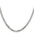 925 White Gold 4 mm Curb Chain Necklace, Polished