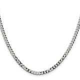 925 White Gold 4 mm Curb Chain Necklace, Polished