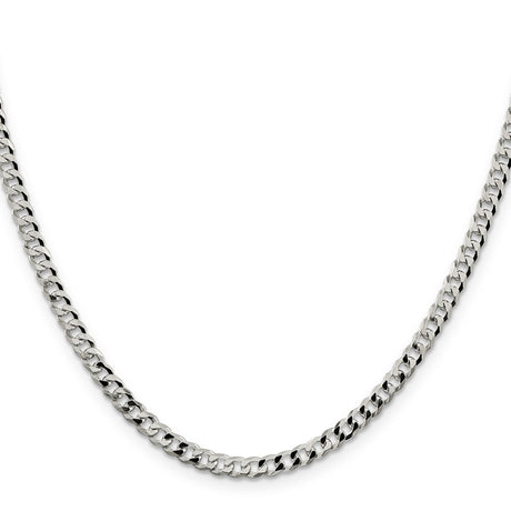 925 White Gold 4 mm Curb Chain Necklace, Polished