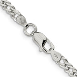 925 White Gold 4 mm Curb Chain Necklace, Polished alternate angle