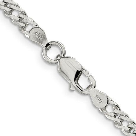 925 White Gold 4 mm Curb Chain Necklace, Polished alternate angle