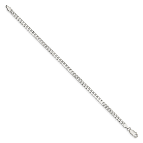 925 White Gold 4 mm Curb Chain Bracelet, Polished