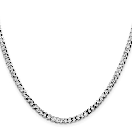 925 White Gold 4 mm Curb Chain Necklace, Polished