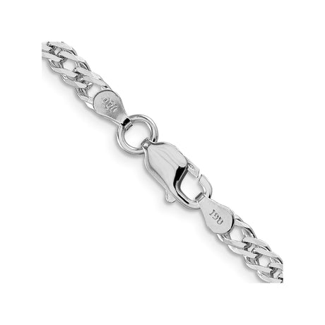 925 White Gold 4 mm Curb Chain Necklace, Polished alternate angle
