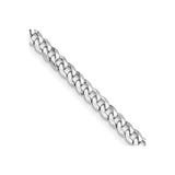 925 White Gold 4 mm Curb Chain Necklace, Polished detail view