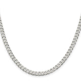 925 White Gold 5 mm Curb Chain Necklace, Polished