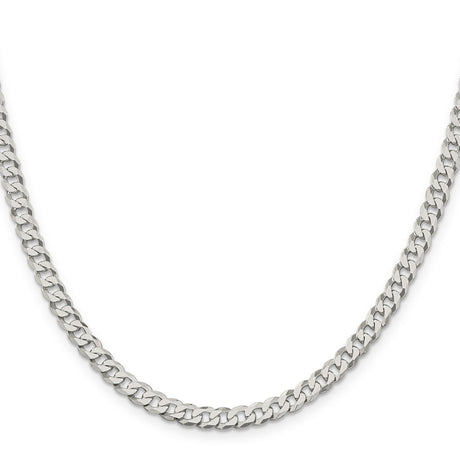 925 White Gold 5 mm Curb Chain Necklace, Polished