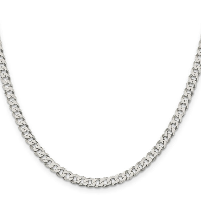 925 White Gold 5 mm Curb Chain Necklace, Polished