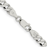 925 White Gold 5 mm Curb Chain Necklace, Polished alternate angle