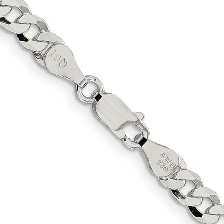 925 White Gold 5 mm Curb Chain Necklace, Polished alternate angle