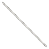 925 White Gold 5 mm Curb Chain Anklet, Polished