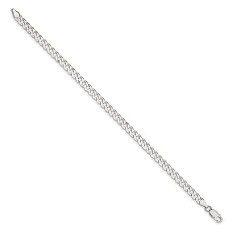 925 White Gold 5 mm Curb Chain Bracelet, Polished