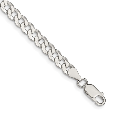 925 White Gold 5 mm Curb Chain Anklet, Polished shown for scale