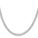 925 White Gold 5 mm Curb Chain Necklace, Polished