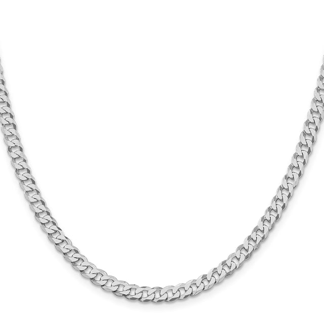 925 White Gold 5 mm Curb Chain Necklace, Polished