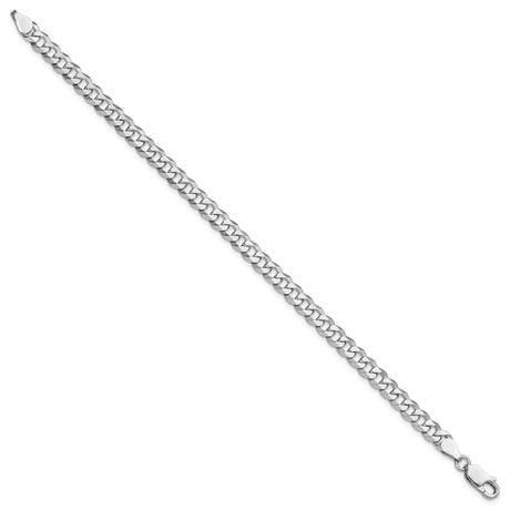 925 White Gold 5 mm Curb Chain Anklet, Polished