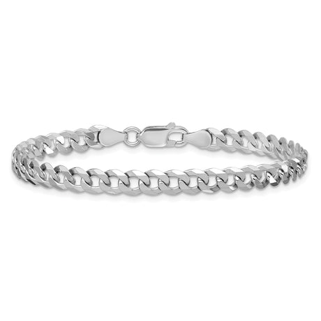 925 White Gold 5 mm Curb Chain Bracelet, Polished alternate angle
