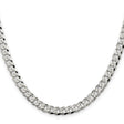 925 White Gold 6 mm Curb Chain Necklace, Polished