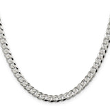 925 White Gold 6 mm Curb Chain Necklace, Polished