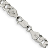 925 White Gold 6 mm Curb Chain Necklace, Polished alternate angle