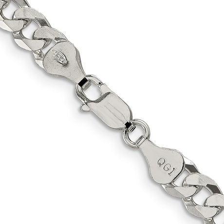 925 White Gold 6 mm Curb Chain Necklace, Polished alternate angle