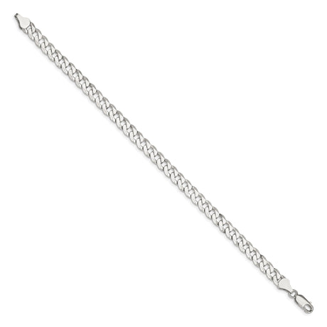 925 White Gold 6 mm Curb Chain Anklet, Polished