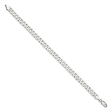 925 White Gold 6 mm Curb Chain Bracelet, Polished