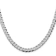 925 White Gold 6 mm Curb Chain Necklace, Polished