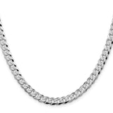 925 White Gold 6 mm Curb Chain Necklace, Polished