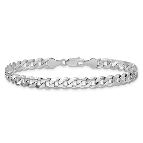 925 White Gold 6 mm Curb Chain Anklet, Polished alternate angle